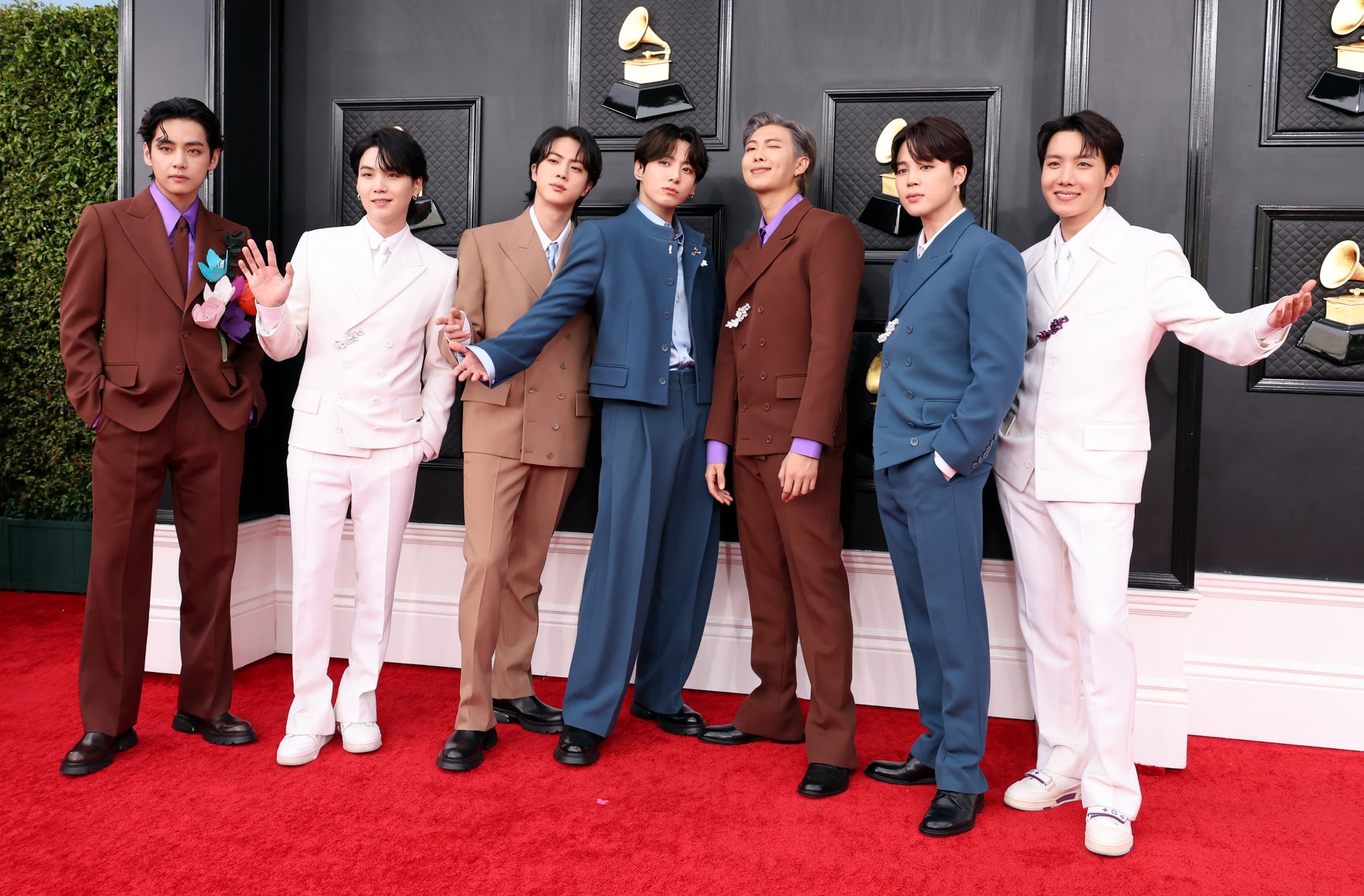 LAS VEGAS, NEVADA - APRIL 03: BTS attends the 64th Annual GRAMMY Awards at MGM Grand Garden Arena on April 03, 2022 in Las Vegas, Nevada. (Photo by Amy Sussman/Getty Images)
