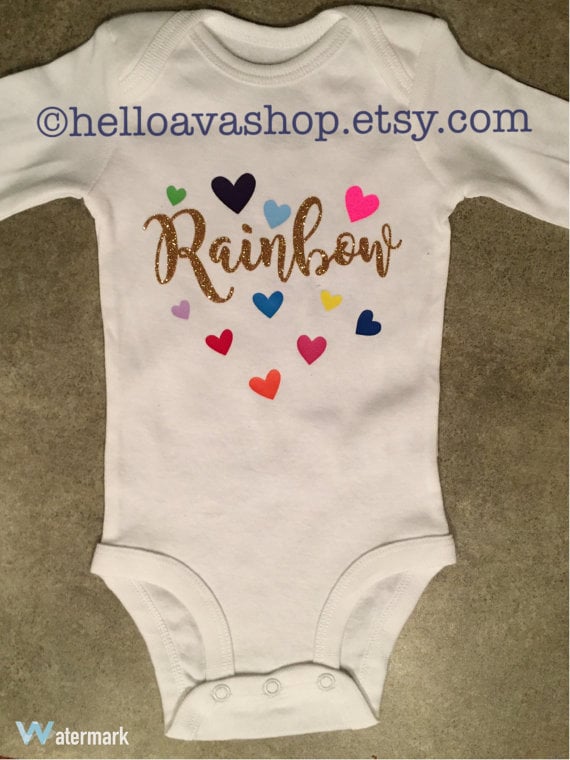 Rainbow Glitter Hearts Onesie