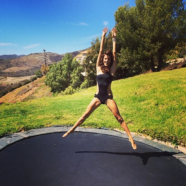 Alessandra Ambrosio had fun on a trampoline.
Source: Instagram user alessandraambrosio