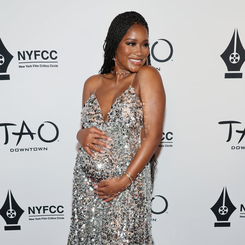Keke Palmer Shows Off Her Baby Bump in a Sequined Cutout Gown