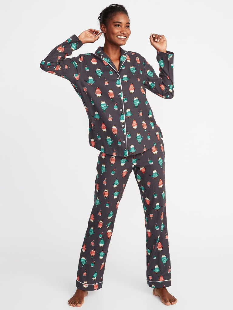 Patterned Flannel Pajama Set