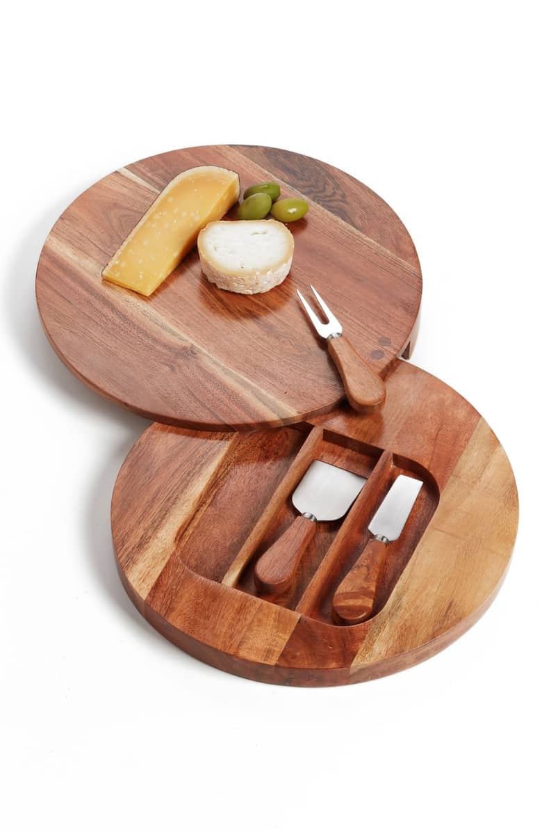 Acacia Wood Cheese Board & Cheese Knives