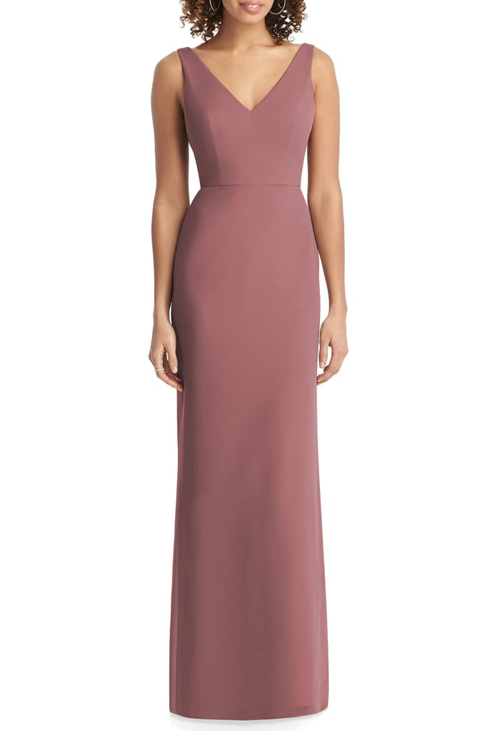 Social Bridesmaids V-Neck Back Tie Chiffon Trumpet Gown