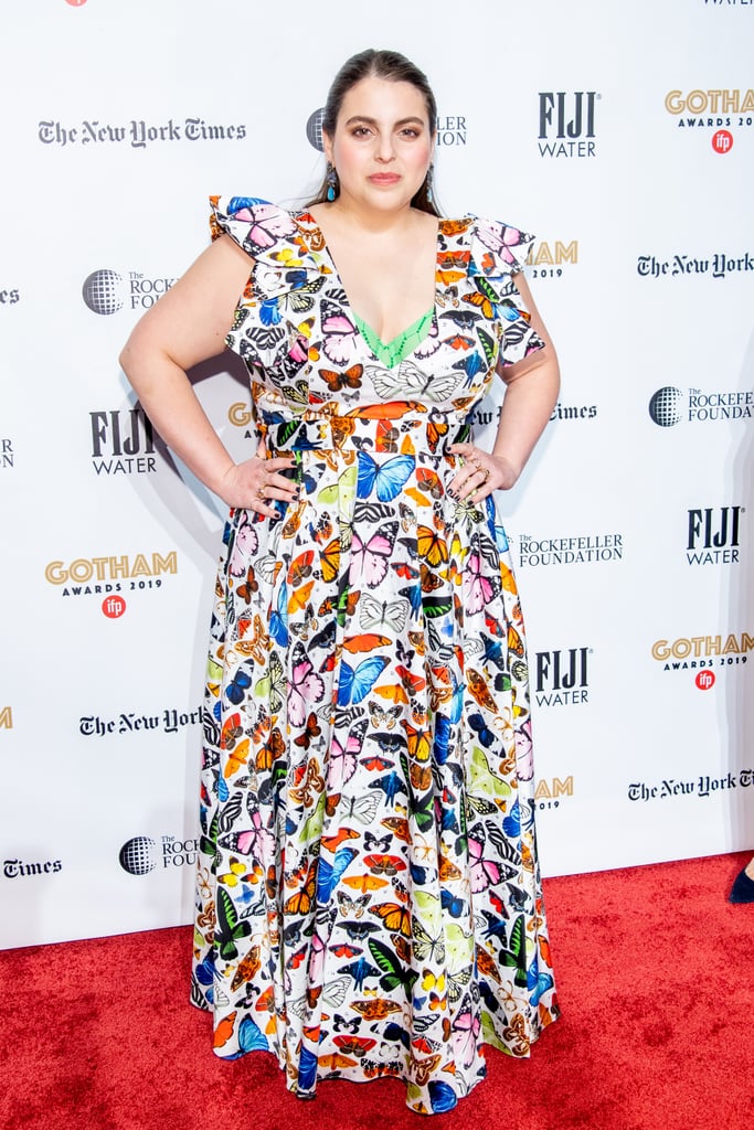 During the 2019 IFP Gotham Awards, Beanie wore a whimsical butterfly-print gown by Mary Katrantzou via 11 Honoré.