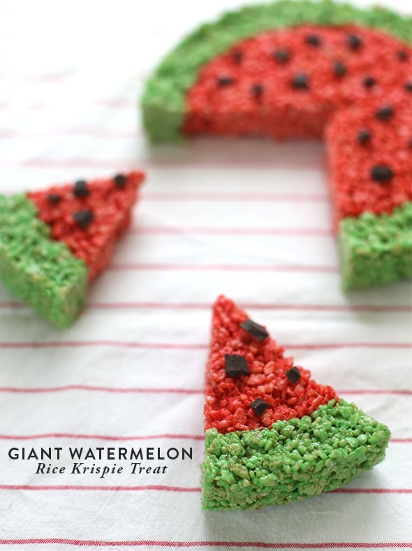 Watermelon-Shaped Rice Krispies Treats