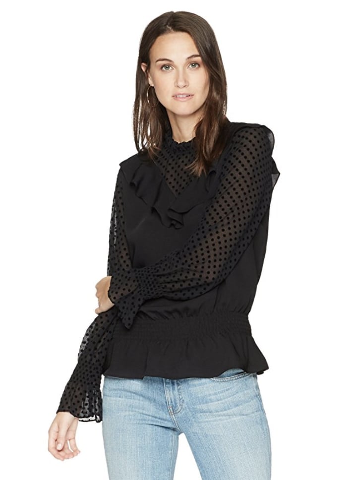 Ella Moon Women's Kacy Mock Neck Long Sleeve Smocked Waist Top