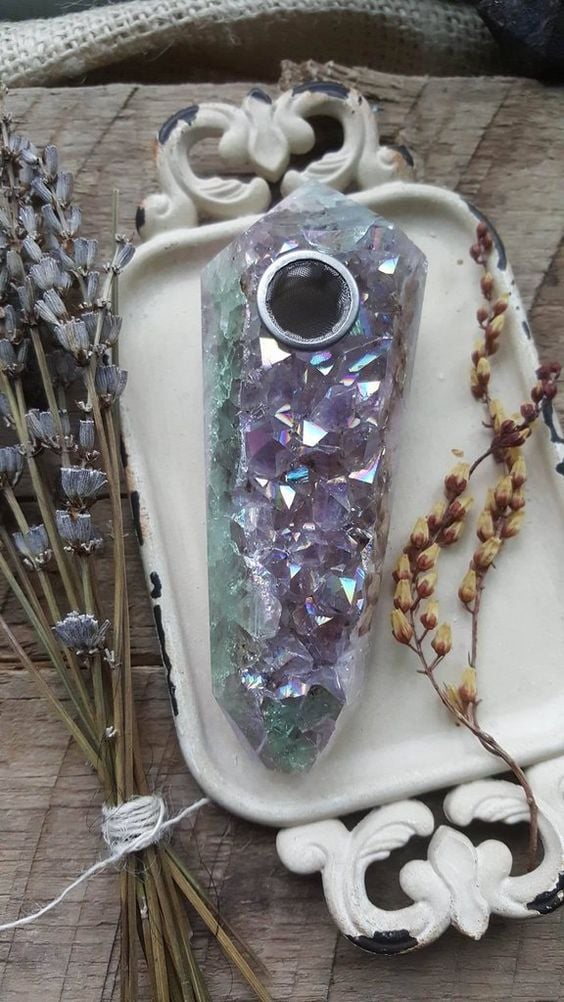 Amethyst Aura Crystal Pipe (180; currently sold out) Crystal Pipes