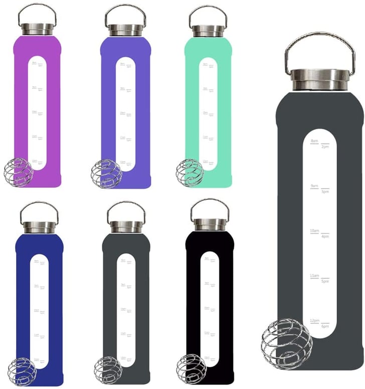 Clear Glass Water Bottle Flip Top & Stainless Steel Cap Water Bottles