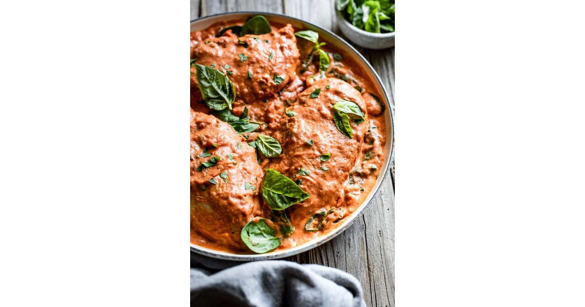 Whole30 Creamy Tomato Basil Chicken and Spinach Whole30 Dinner