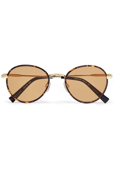 Le Specs Zephyr Deux Round-Frame Tortoiseshell Acetate and Gold-Tone Sunglasses
