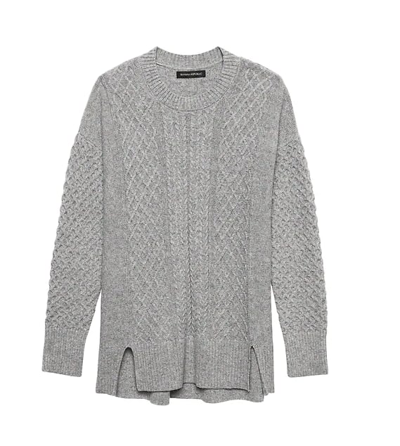 Wool-Cotton Blend Cable-Knit Sweater Tunic