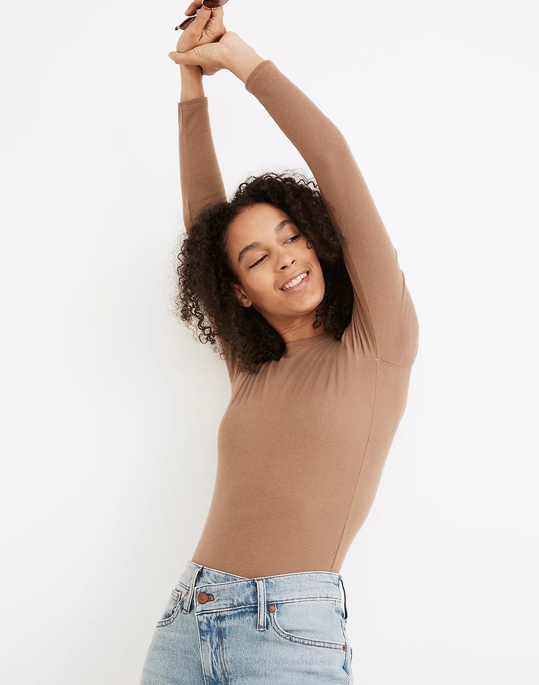 A Must Have Layer: Ribbed Crewneck Full-Coverage Bodysuit
