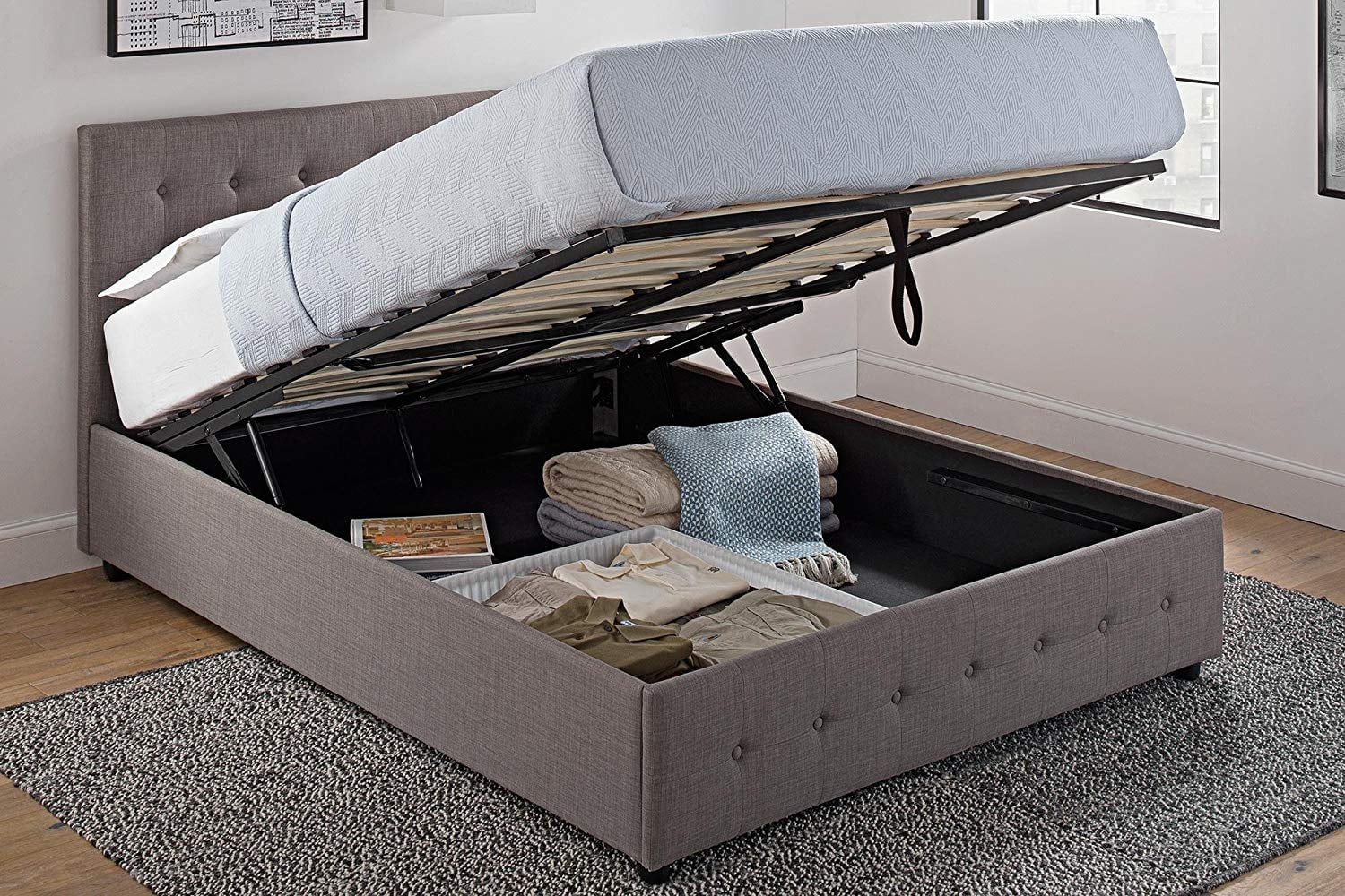 Cambridge upholstered bed with shop storage