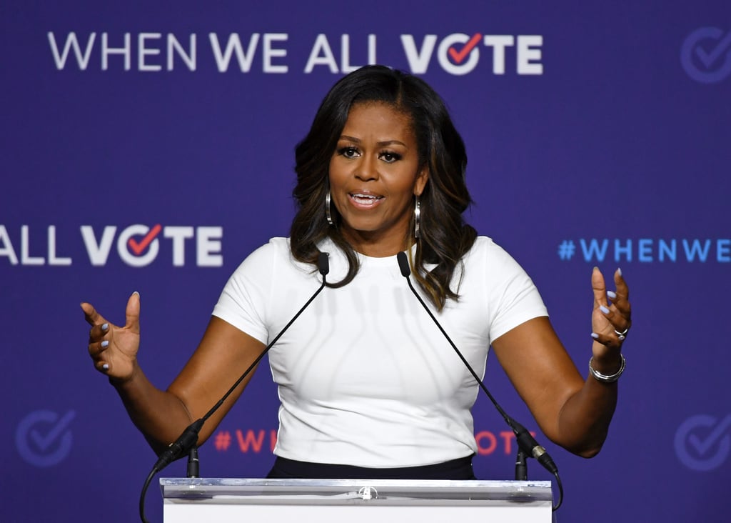 Michelle Obama Ruffled Pants at Rally in Las Vegas 2018