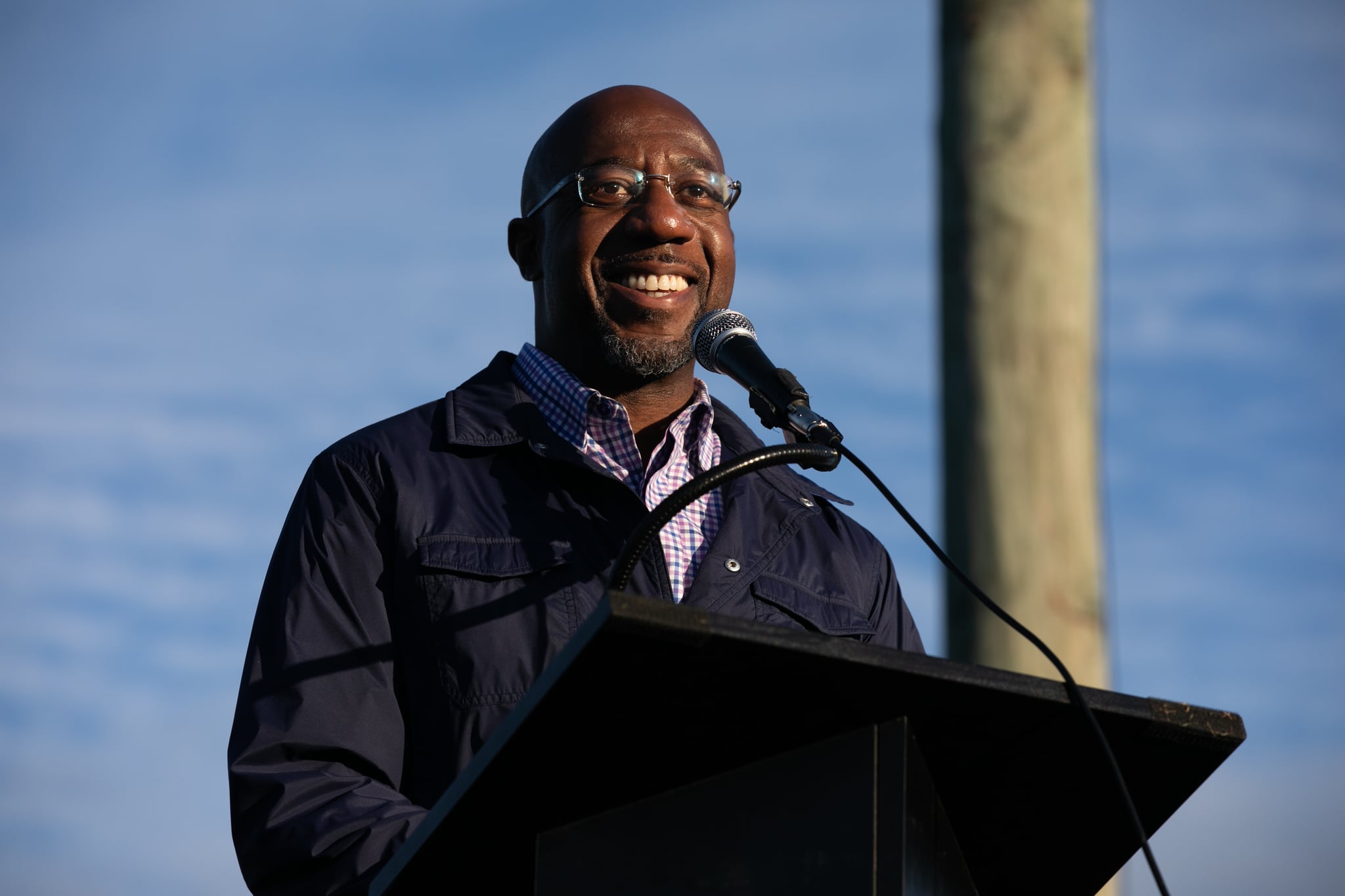 MARIETTA, GA - NOVEMBER 15: Democratic U.S. Senate candidate Raphael Warnock of Georgia speaks to supporters during a rally on November 15, 2020 in Marietta, Georgia. Warnock faces incumbent U.S. Sen. Kelly Loeffler (R-GA) in one of two January 5 runoffs for the U.S. Senate in Georgia.  (Photo by Jessica McGowan/Getty Images)