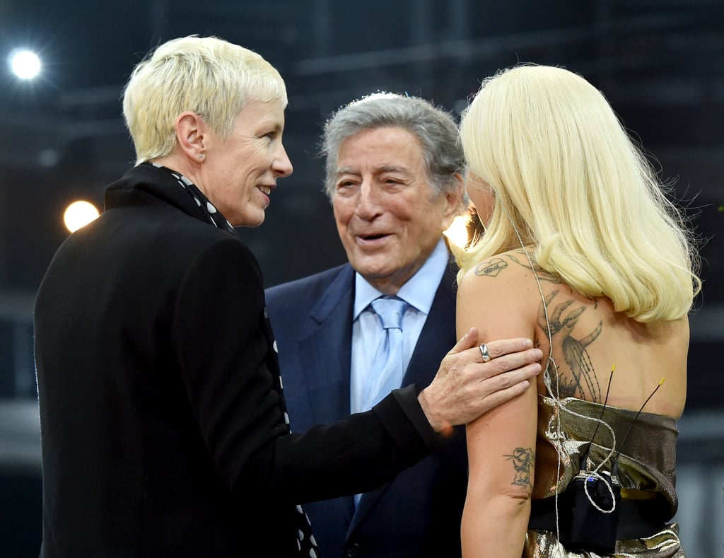 Annie Lennox, Tony Bennett, and Lady Gaga had a smiley chat during Grammys rehearsals.