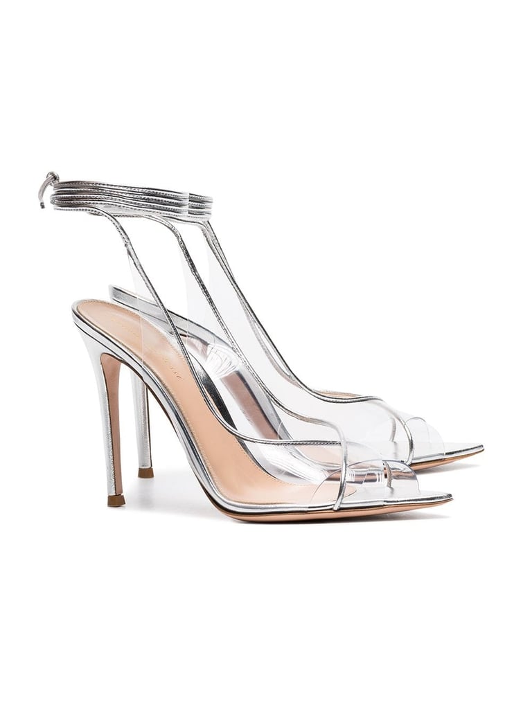 Gianvito Rossi Silver Metallic Denise Leather and PVC Heels
