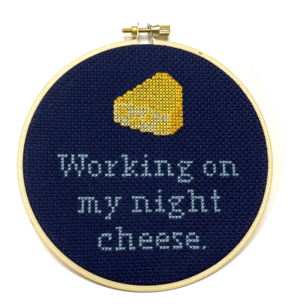 Working On My Night Cheese Needlepoint ($35)
