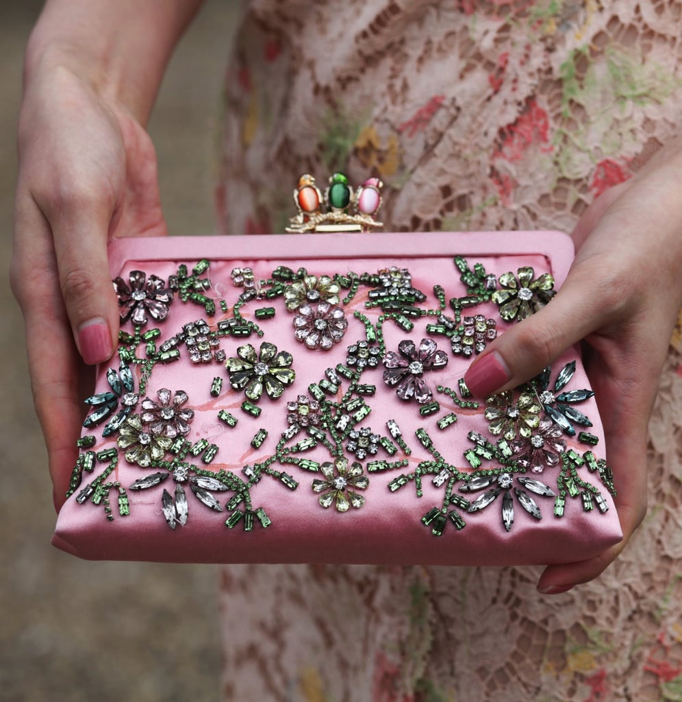 A Fashion Week attendee showed off her intricate, jewel-embellished ...