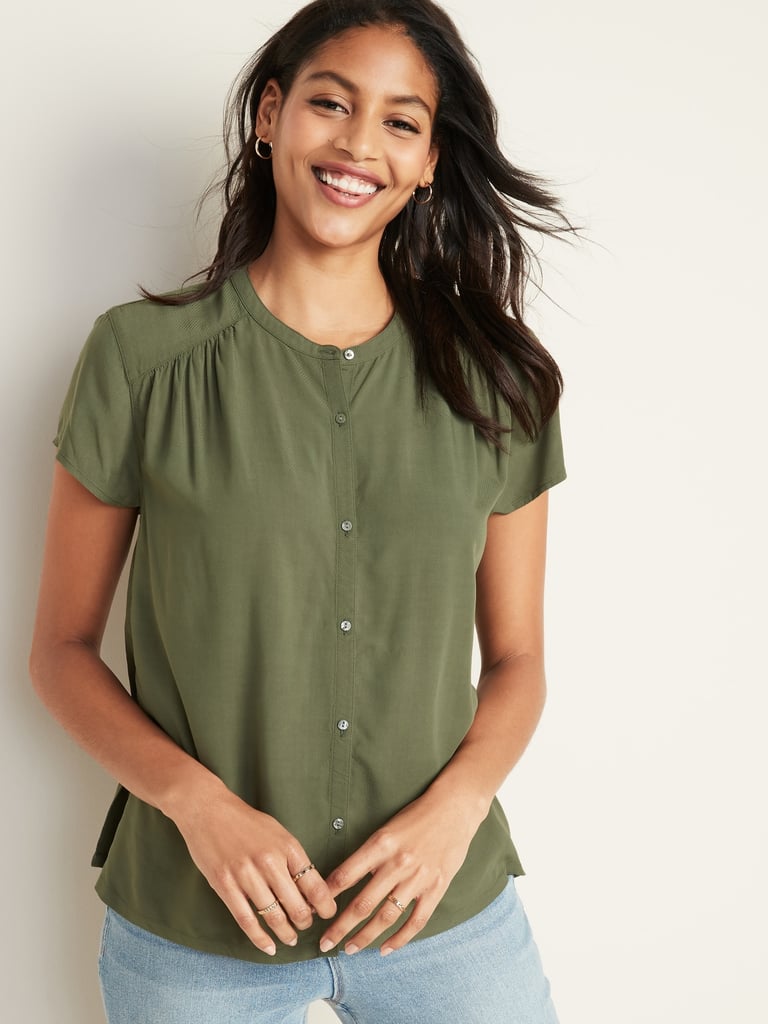 Old Navy Shirred Button-Front Blouse