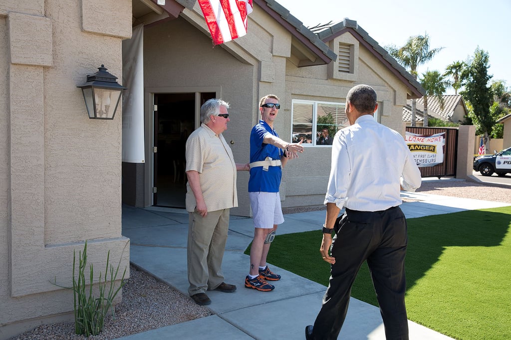 When he made a trip to visit a wounded warrior whom he first met before he was injured in Afghanistan