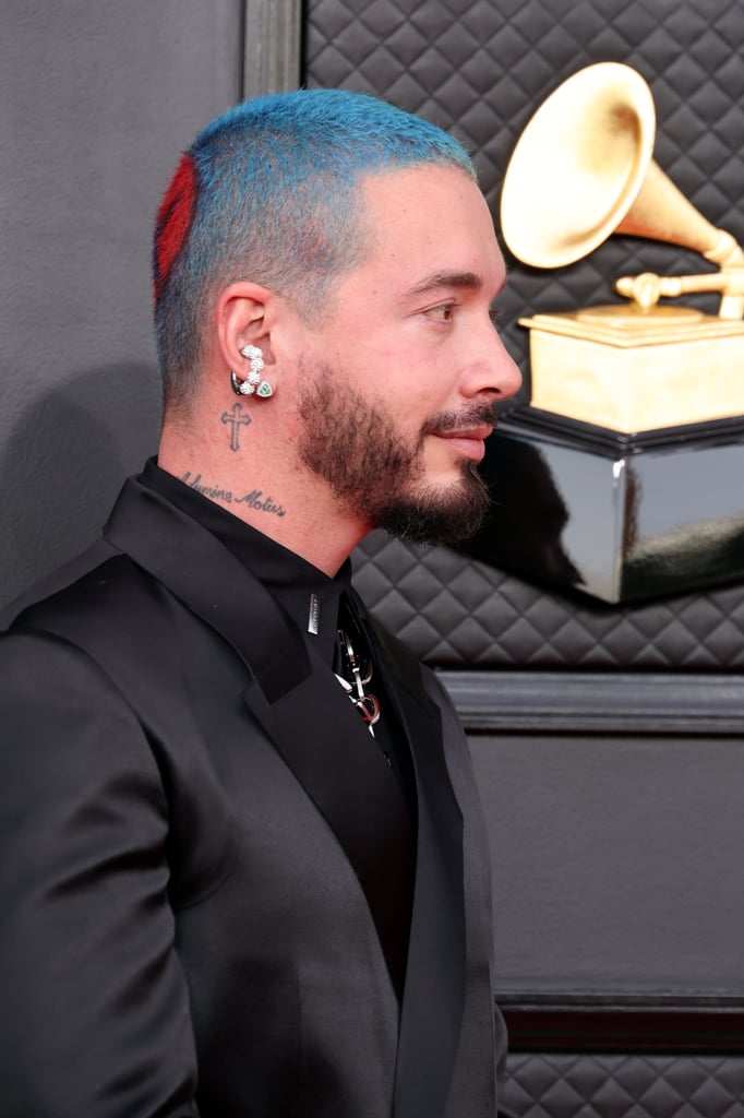 J Balvin Debuts Blue Hair Colour With Red Heart at Grammys
