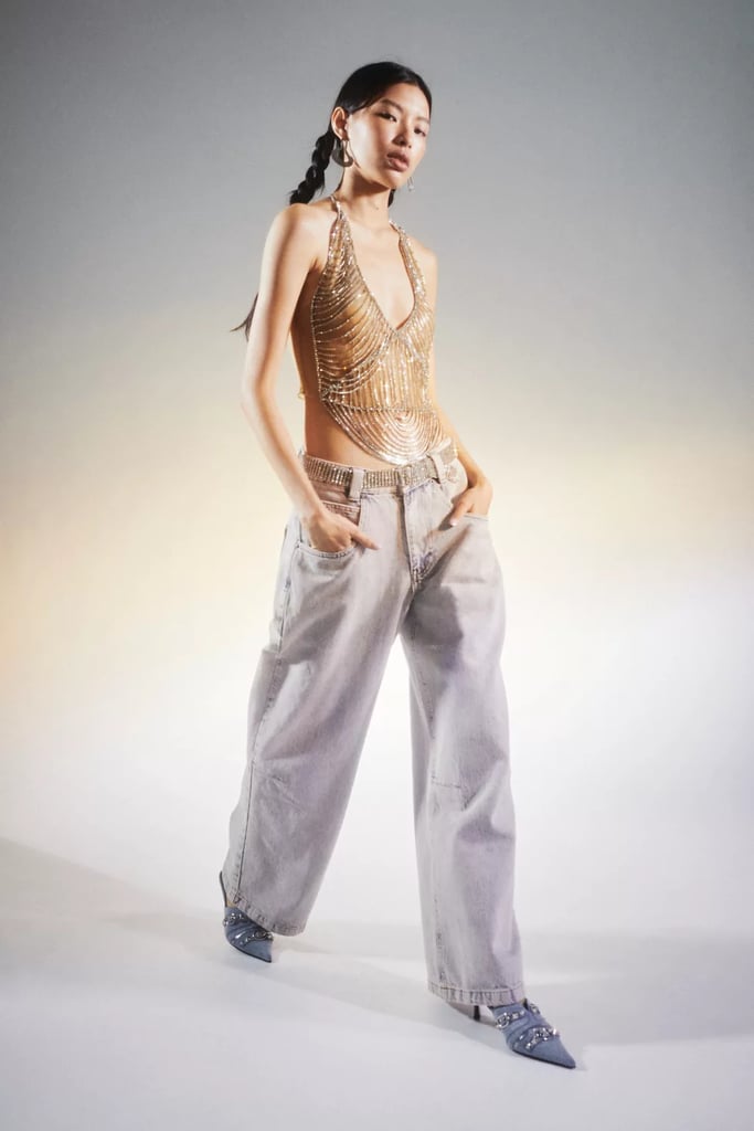 Denim Wide-Leg Pants For Women