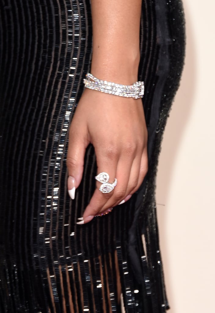 Nicki Minaj played up her shimmering Tom Ford number with eye-catching Jacob & Co. diamond jewels.