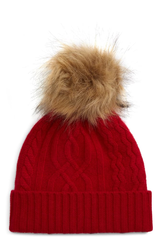 Halogen Cable Cashmere Pom Beanie
