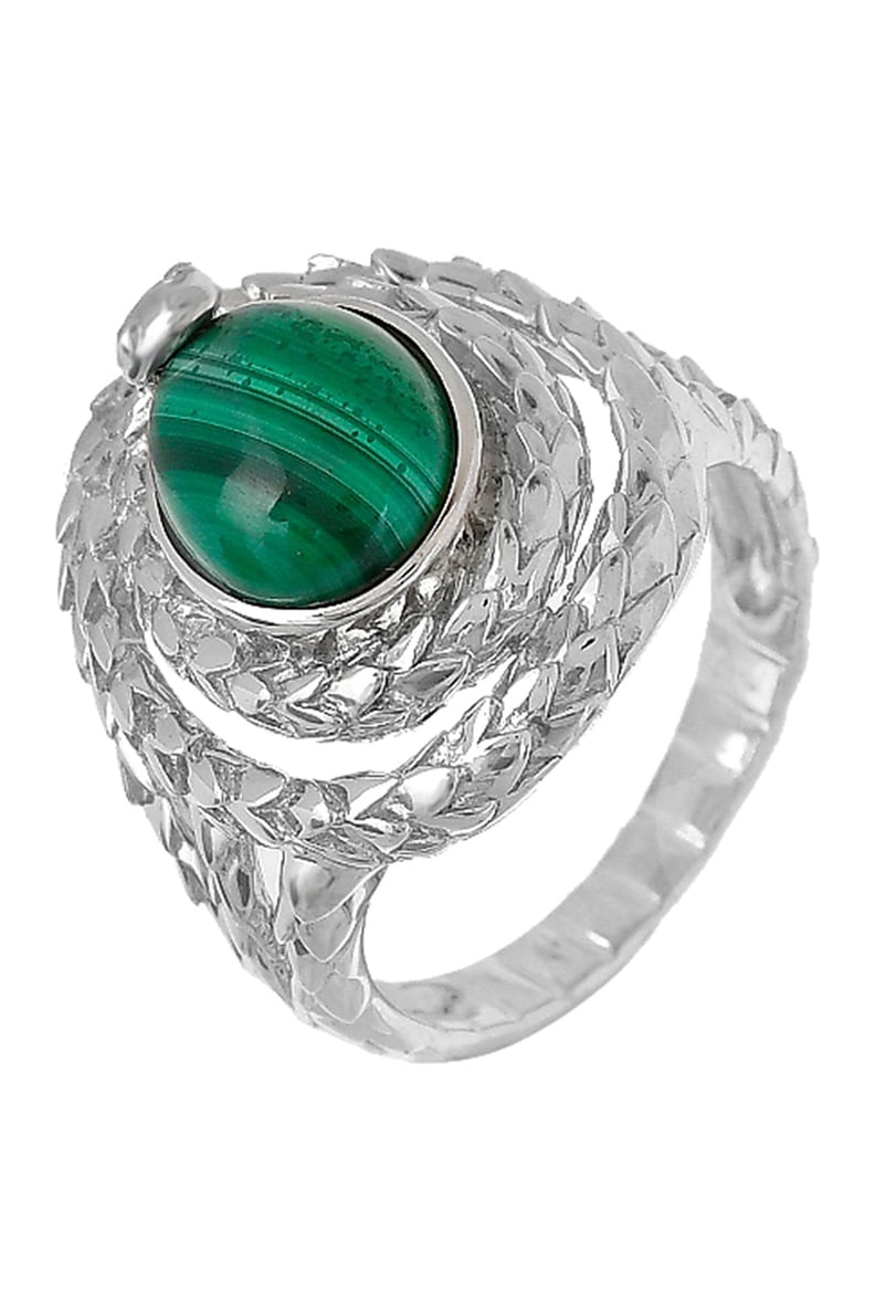 Forever Creations USA Inc. Sterling Silver Malachite Snake Ring