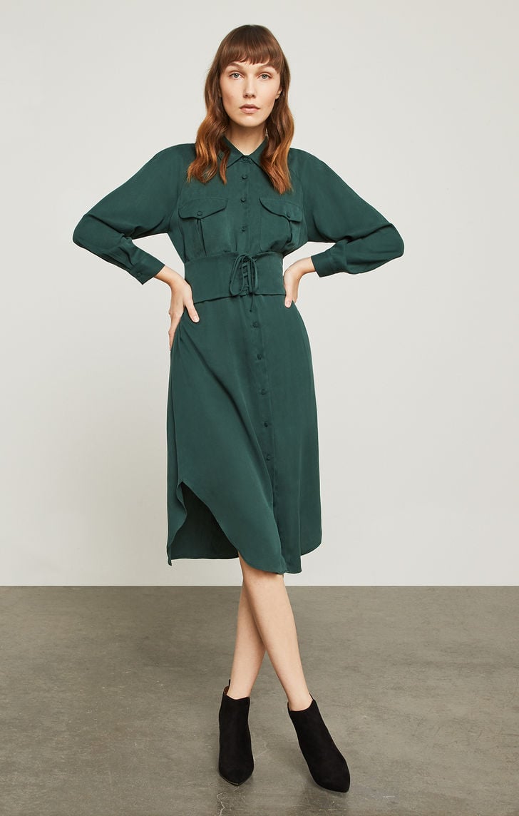 Brandon Maxwell Pleated Poplin Shirt Dress, Green, US 10, ASO Royal  Celebrity