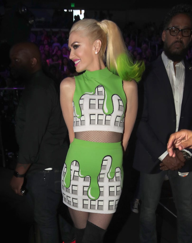 Gwen Stefani With Platinum Hair And Green Ends