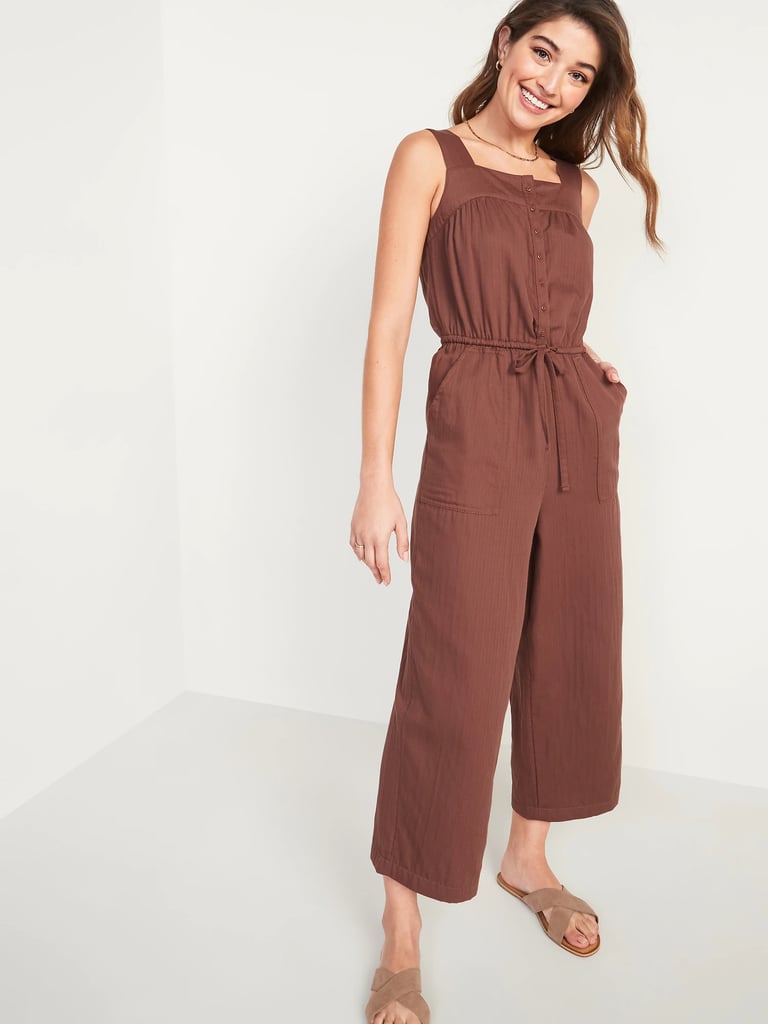 Old Navy Tie-Waist Twill Sleeveless Jumpsuit