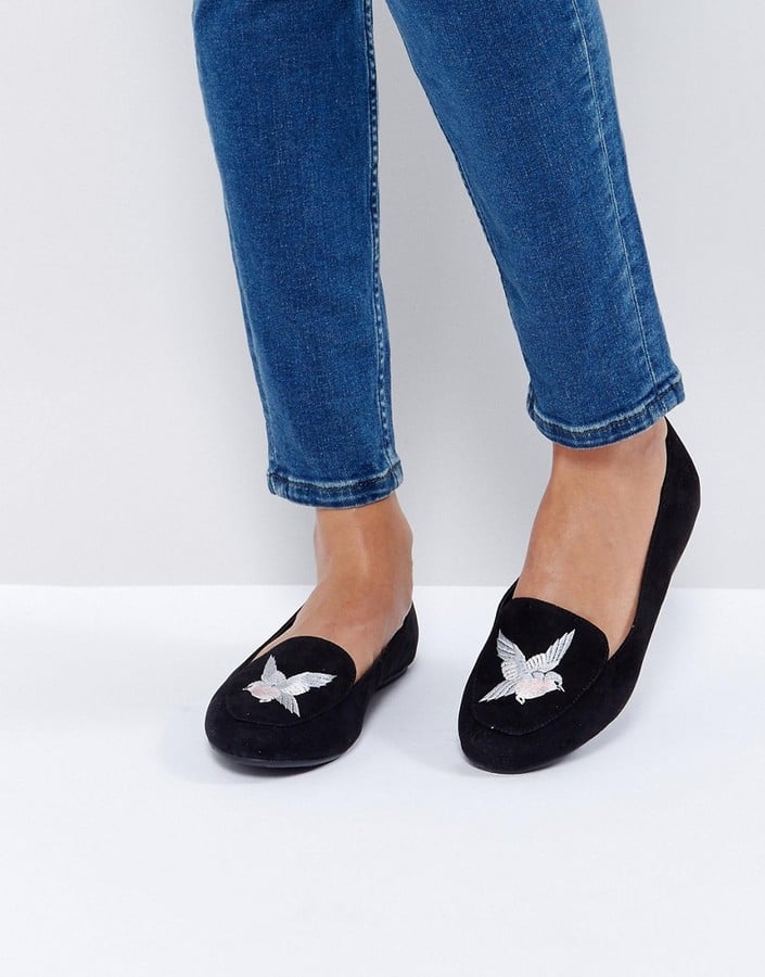 New Look Bird Embroidered Suedette Shoe