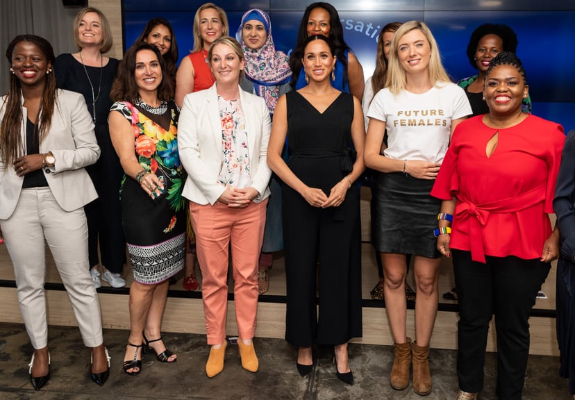 CAPE TOWN, SOUTH AFRICA - SEPTEMBER 25: (UK OUT FOR 28 DAYS) Meghan, Duchess of Sussex visits the Woodstock Exchange to meet female entrepreneurs working in technology, during the royal tour of South Africa on September 25, 2019 in Cape Town, South Africa