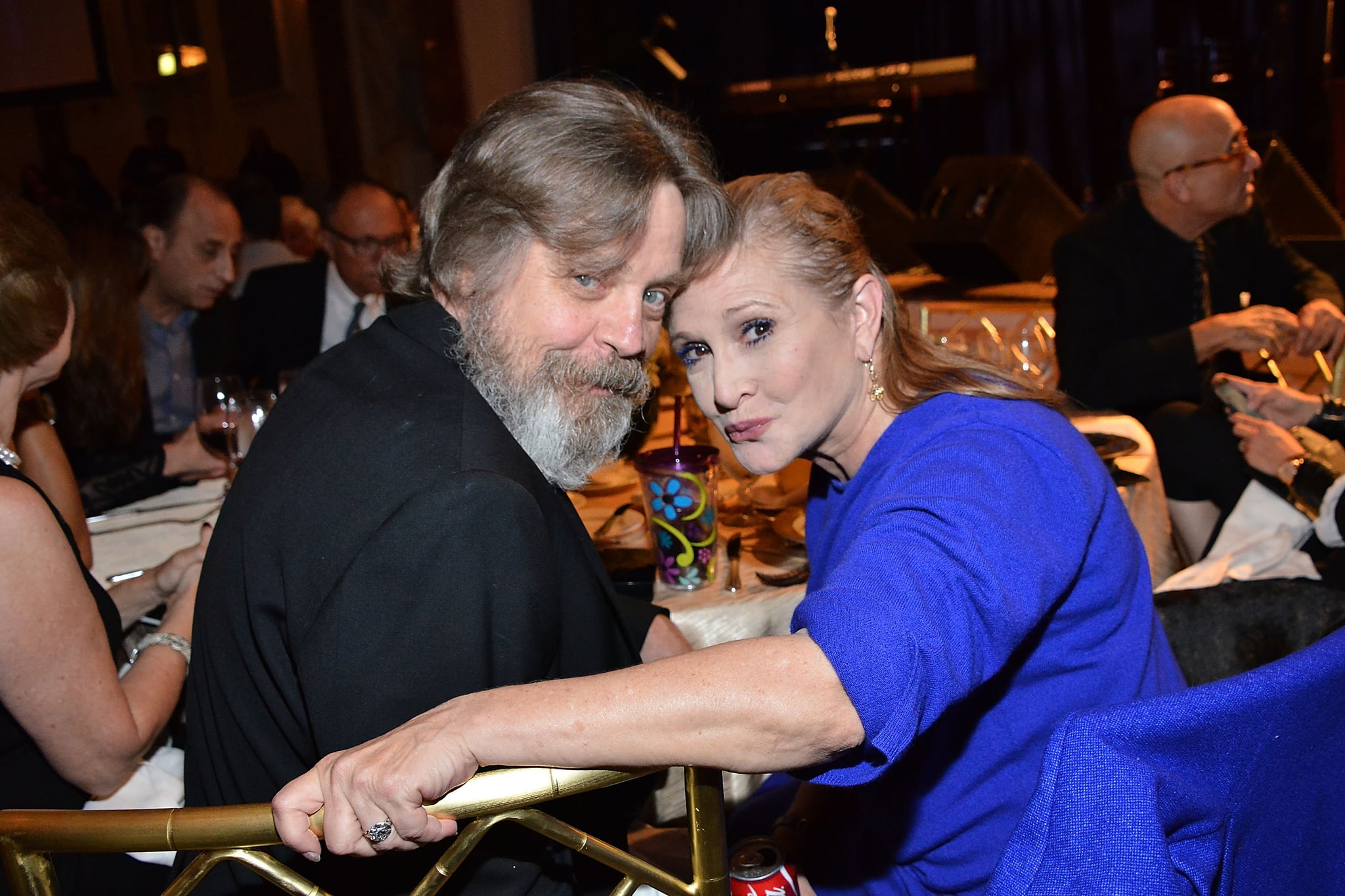 BEVERLY HILLS, CA - SEPTEMBER 30:  Mark Hamill and Carrie Fisher attend the Midnight Mission's 100 year anniversary Golden Heart Gala held at the Beverly Wilshire Four Seasons Hotel on September 30, 2014 in Beverly Hills, California.  (Photo by Araya Diaz/Getty Images for The Midnight Mission)