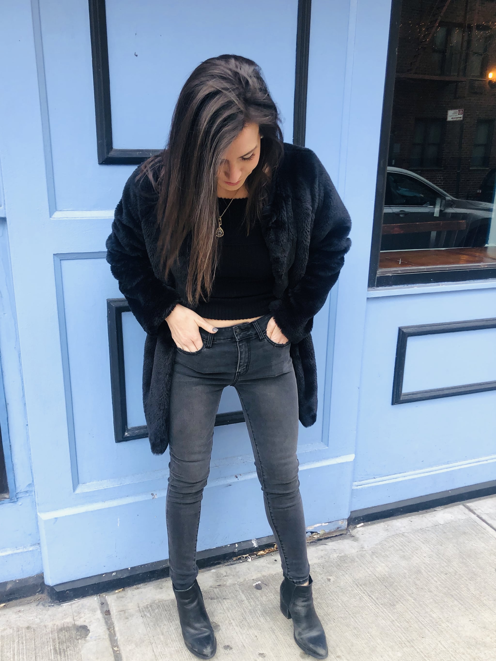 kohls black fur coat