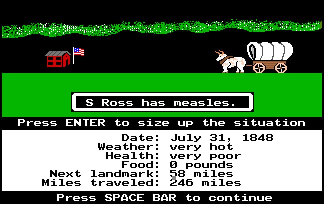 Getting the measles definitely upped the suspense in the game.
