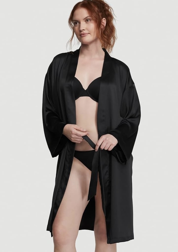 Victoria's Secret Satin Midi Robe ($70)
For those looking for mid-coverage, this satin robe hits right at the knee. It's simple with wrap-front detailing, creating that effortless look.