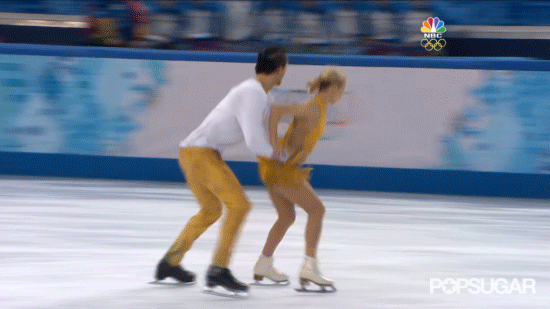 Here are the gold medal winners, Tatiana Volosozhar and Maxim Trankov, owning the ice.