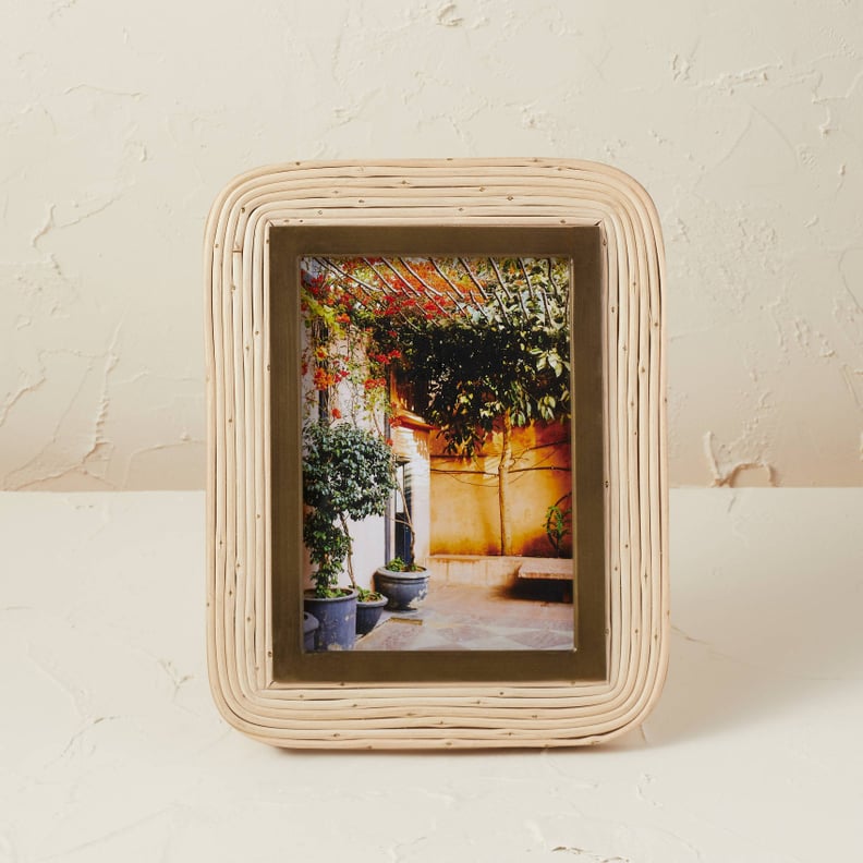 For a Natural Accent: Rattan/Glass Photo Frame