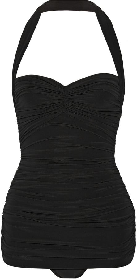 Norma Kamali Bill Mio Ruched Halterneck Swimsuit ($350)