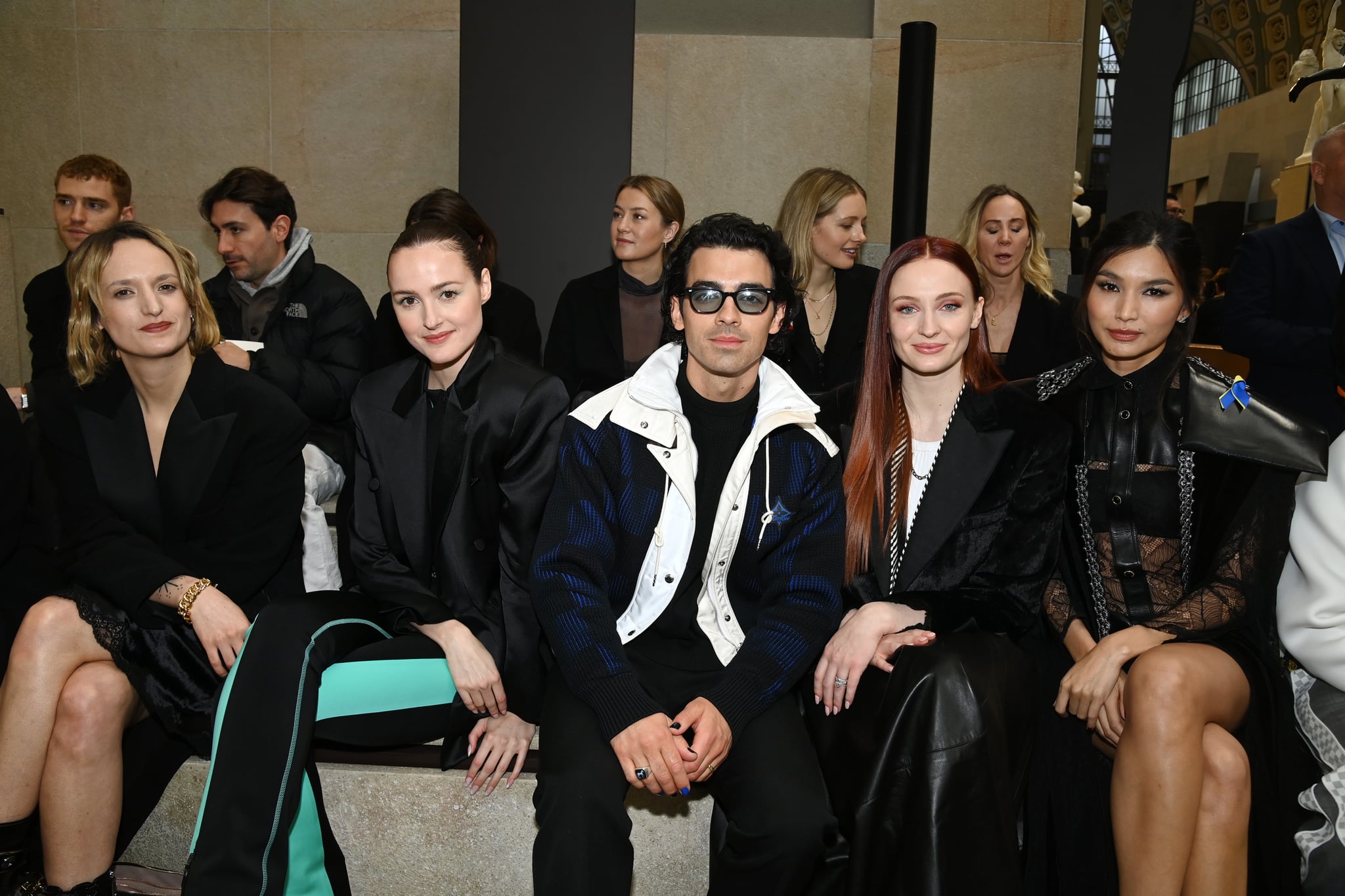 Celebrities Sitting Front Row at the Louis Vuitton Fall 2022 Runway Show, Sophie Turner Rocks a Cutout Leather Dress for an Outing With Joe Jonas