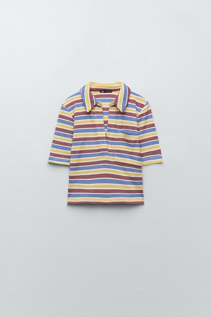 Zara Textured Rib Polo Shirt