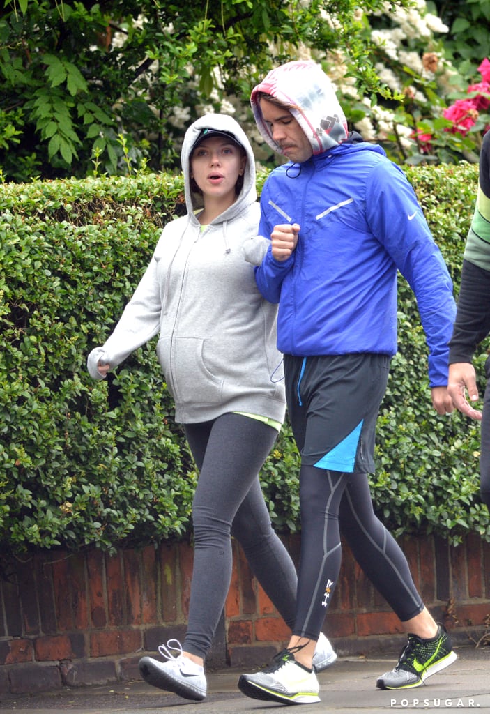 Scarlett Johansson and Romain Dauriac Leaving Gym in London