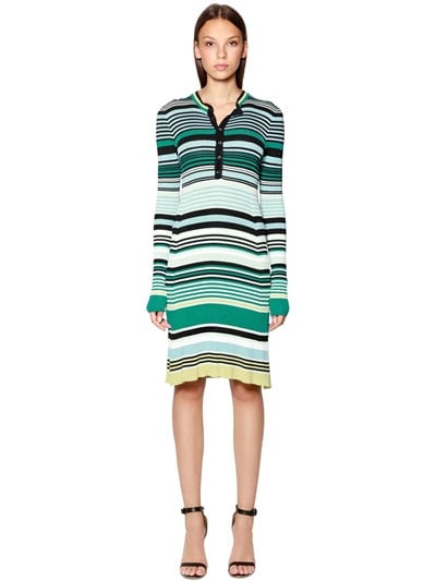 Diesel Striped Viscose Rib Knit Dress