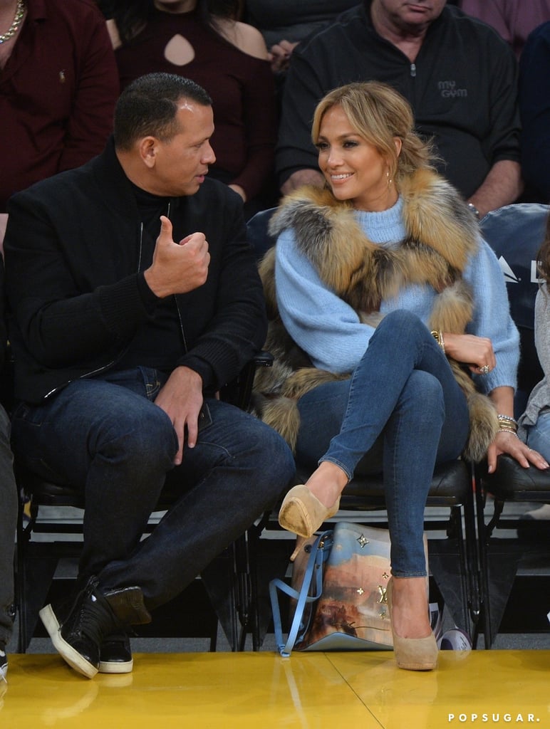 Jennifer Lopez Wearing Vest at Basketball Game