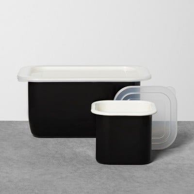 Enamel Rectangle and Square Food Storage Set With Lid