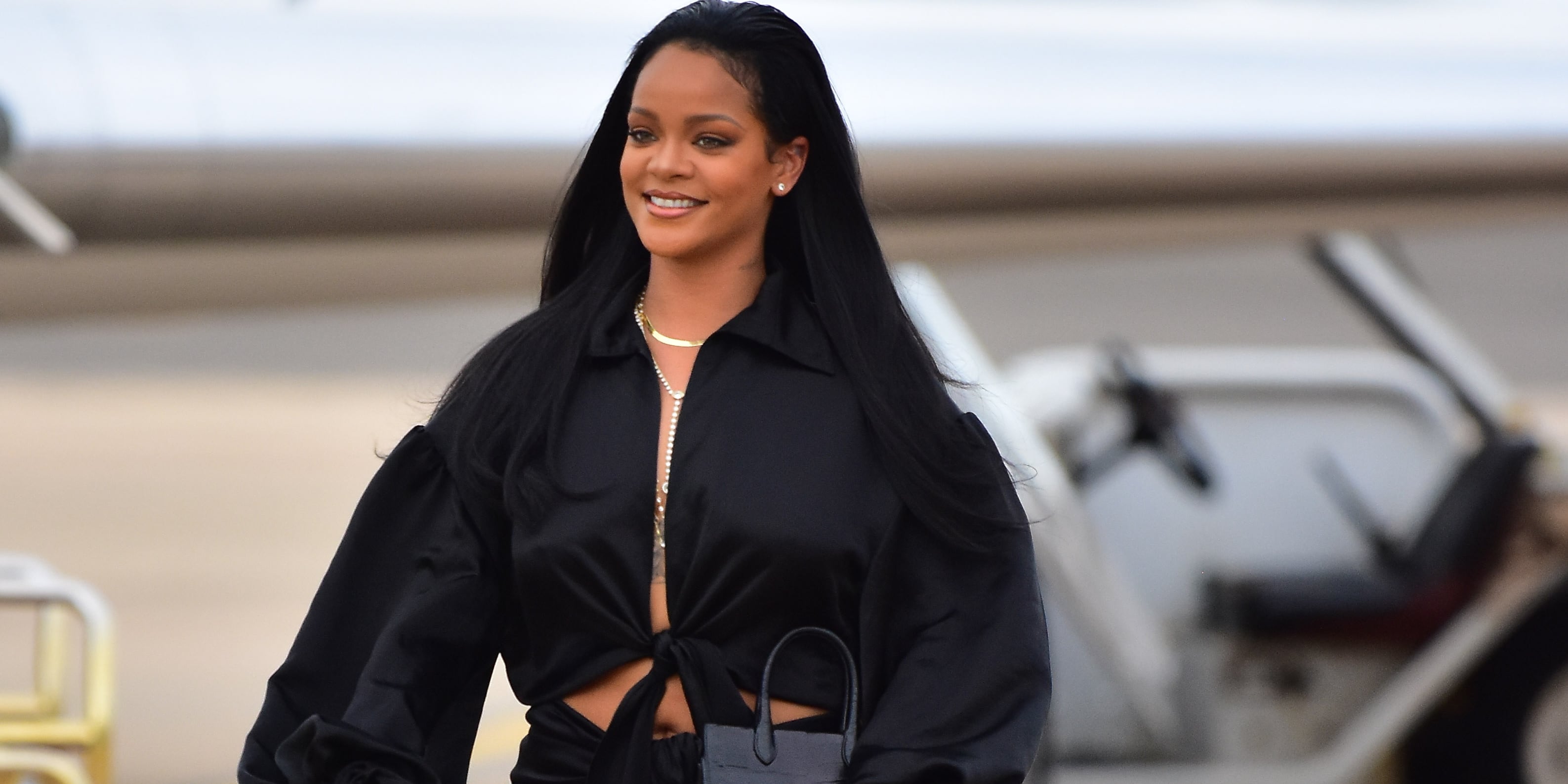 Rihanna's Black Crop Top Set 2019 | POPSUGAR Fashion