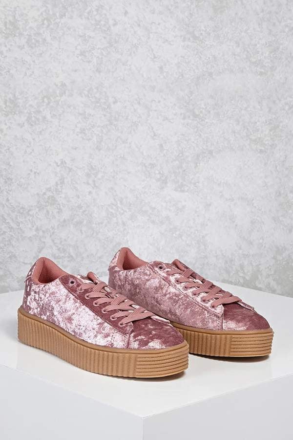 Forever 21 Crushed Velvet Low-Top Sneakers